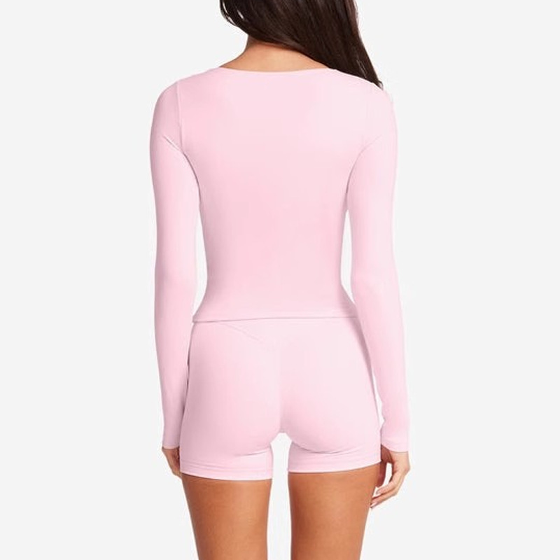Cross-border sexy hot girl V-neck yoga clothes for women long sleeves gathered chest-revealing slimming and slimming sports fitness outerwear tops