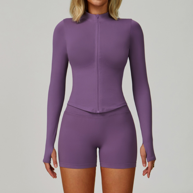 Cross-border seamless tight yoga suit waist slimming quick-drying fitness clothes outdoor running sports three-piece suit 7790
