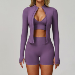 7790 Bra + 7790 Shorts + 7725 Jacket (Three-piece Set) - Misty Purple