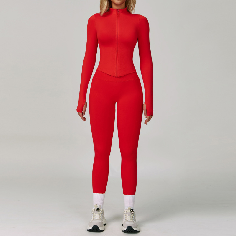 Cross-border seamless tight yoga suit waist slimming quick-drying fitness clothes outdoor running sports three-piece suit 7790
