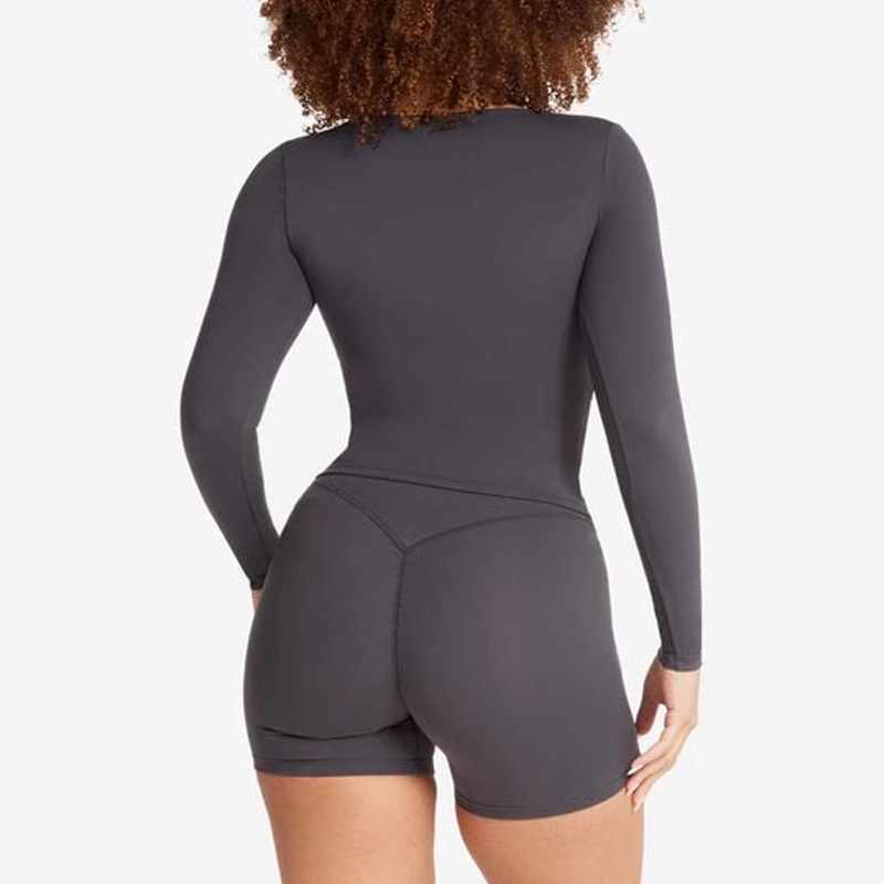 Cross-border sexy hot girl V-neck yoga clothes for women long sleeves gathered chest-revealing slimming and slimming sports fitness outerwear tops