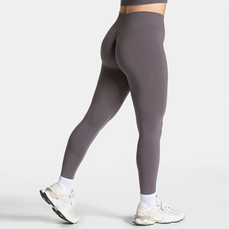 Cross-border European and American slim high waist hip lift round neck long sleeve tight seamless sports fitness outdoor yoga suit women's suit