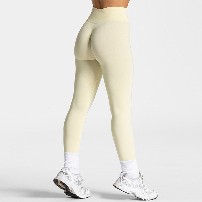 Cross-border European and American slim high waist hip lift round neck long sleeve tight seamless sports fitness outdoor yoga suit women's suit