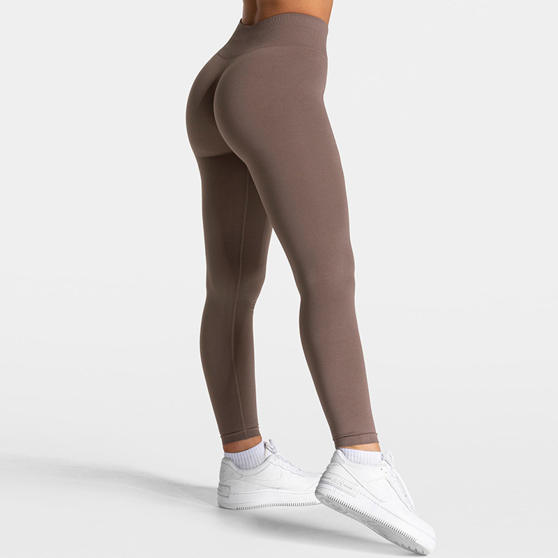 Cross-border European and American slim high waist hip lift round neck long sleeve tight seamless sports fitness outdoor yoga suit women's suit
