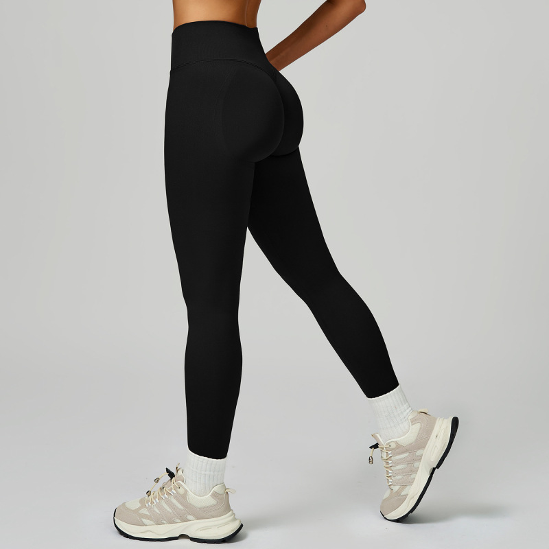 New seamless cross-border yoga trousers contrast color hemming high waist slim trousers sports running fitness trousers 9245