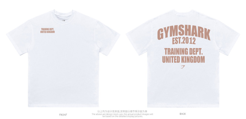 American shark high-end large size heavyweight fitness iron printing T-shirt GYM pure cotton small round neck top