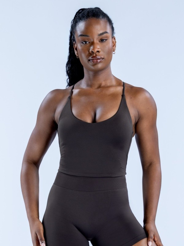 Amazon high-elastic full-matt nylon Lycra exposed navel hidden seam camisole big beautiful back seamless fitness camisole vest