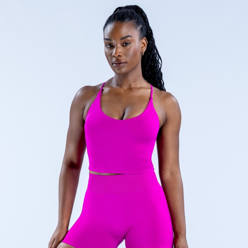 Amazon high-elastic full-matt nylon Lycra exposed navel hidden seam camisole big beautiful back seamless fitness camisole vest