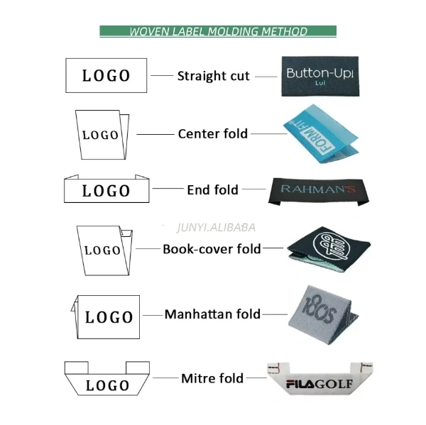 Custom High Density Woven Label Raised Embossed High Frequency Polyester Garment Labels for Clothes Pants Skirts