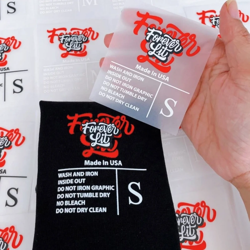 Wholesale Custom Iron on Heat Press Wash Label Heat Transfer Label Printing  for Clothing with Precision Printing