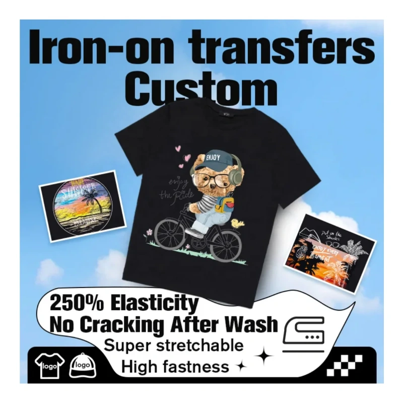 Custom 3D Silicone Print Washable Reflective Logo Heat Transfer for Clothing PVC PET T-Shirts Leather Bags Made With Plastisol