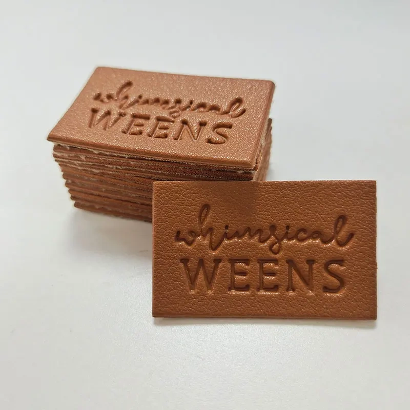 Custom Deboss logo Genuine Leather Patches for Bags/garments/shoes