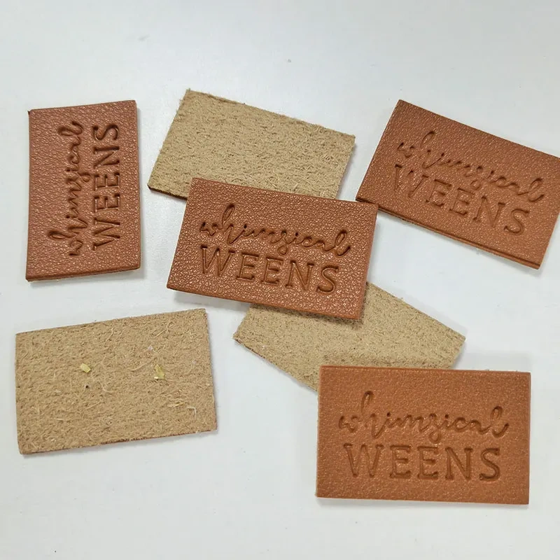 Custom Deboss logo Genuine Leather Patches for Bags/garments/shoes