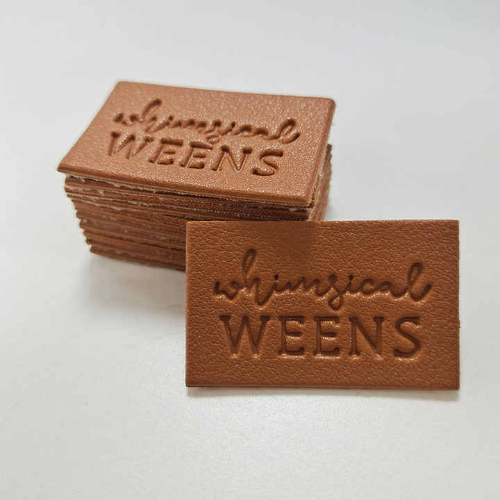 Custom Deboss logo Genuine Leather Patches for Bags/garments/shoes