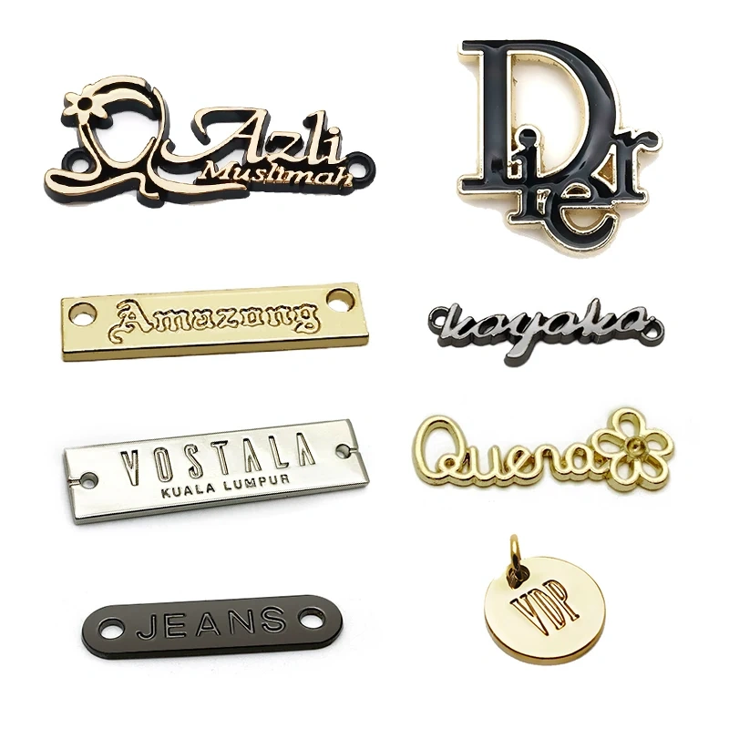 High Quality Clothing Customized Brand logo Engraved Plate Embossed Nickel-Free Custom Metal Logo for Clothes