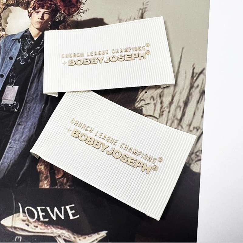 Wholesale Custom Grosgrain Ribbon With 3D Silicone Logo Printing Labels Silk Screen Printed for Garments