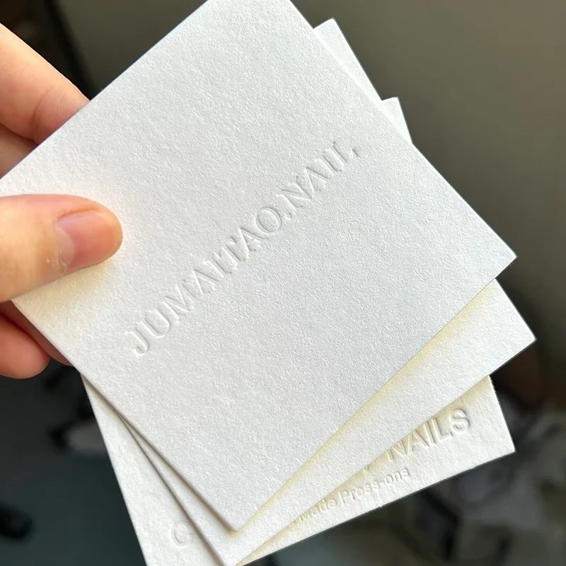High Quality Custom Textured Paper Thank You Cards Embossed Matte Business Cards