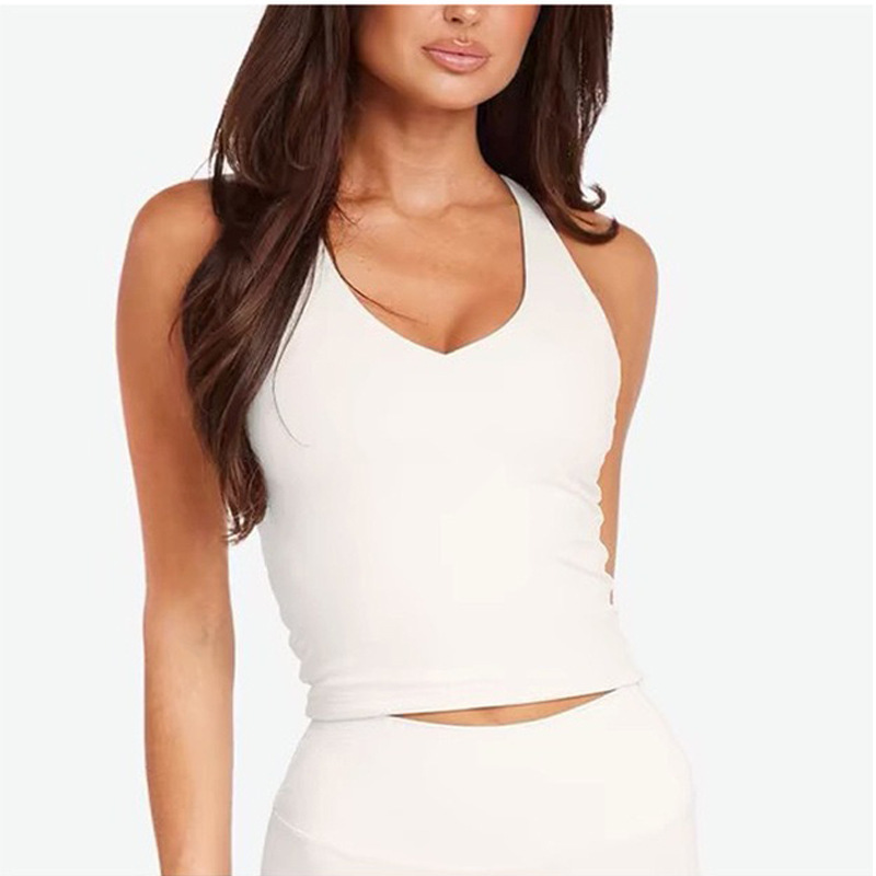 European and American cross-border yoga clothes with beautiful back hollow chest pad fitness clothes high elastic quick-drying sports training shorts set