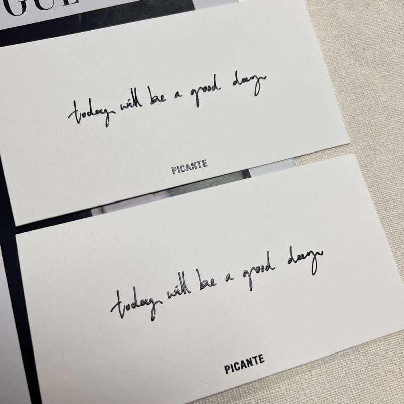 High Quality Custom Textured Paper Thank You Cards Embossed Matte Business Cards