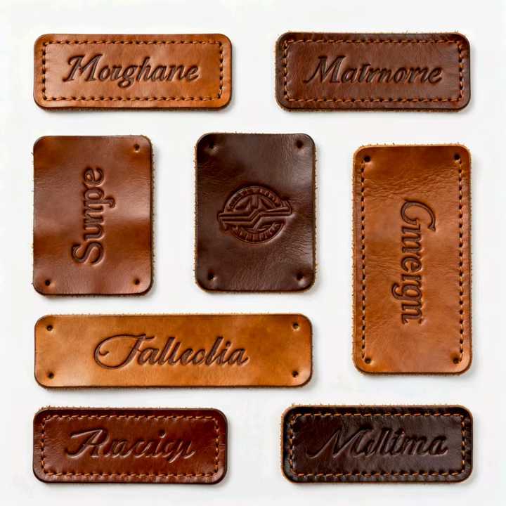 Design Custom Debossed Brand Logo PU Leather Clothing Labels for Jeans