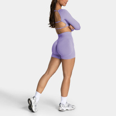 Long sleeves + shorts lavender