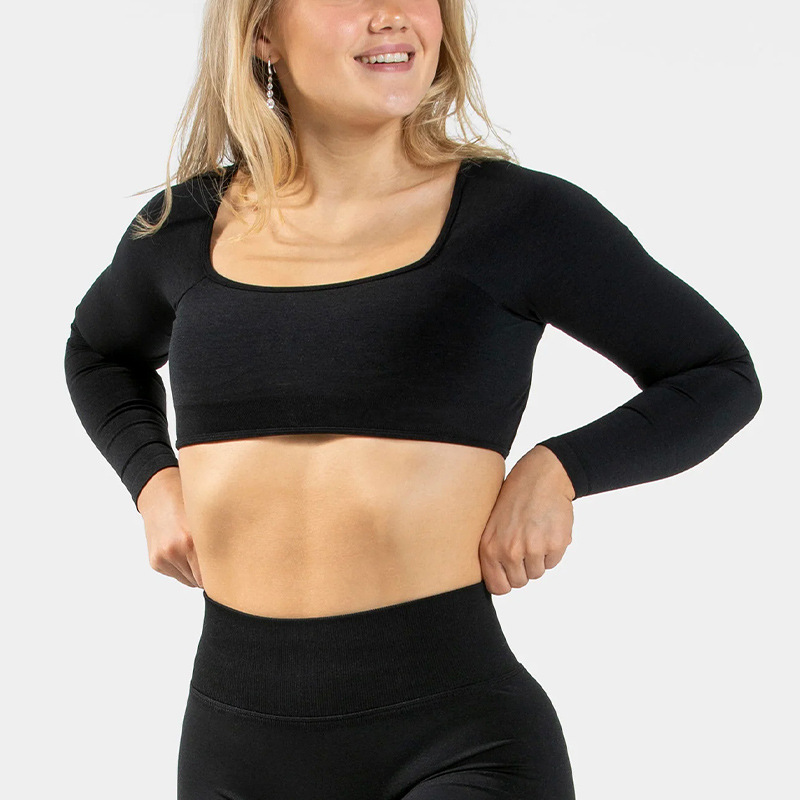 Cross-border adjustable backless long-sleeved yoga suit slim-fit sports long-sleeved top outdoor sports fitness suit women's suit