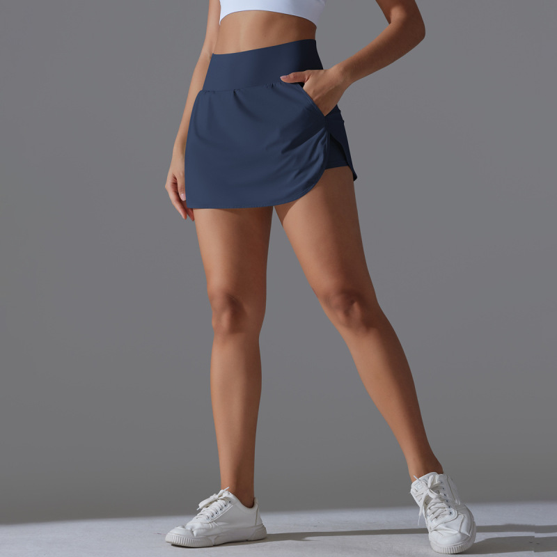 New Cooling Sunscreen Tennis Skirt, High-Waisted, Slimming, Faux Two-Piece Skirt Pants, Women's Sports Yoga Skirt with Back Pockets
