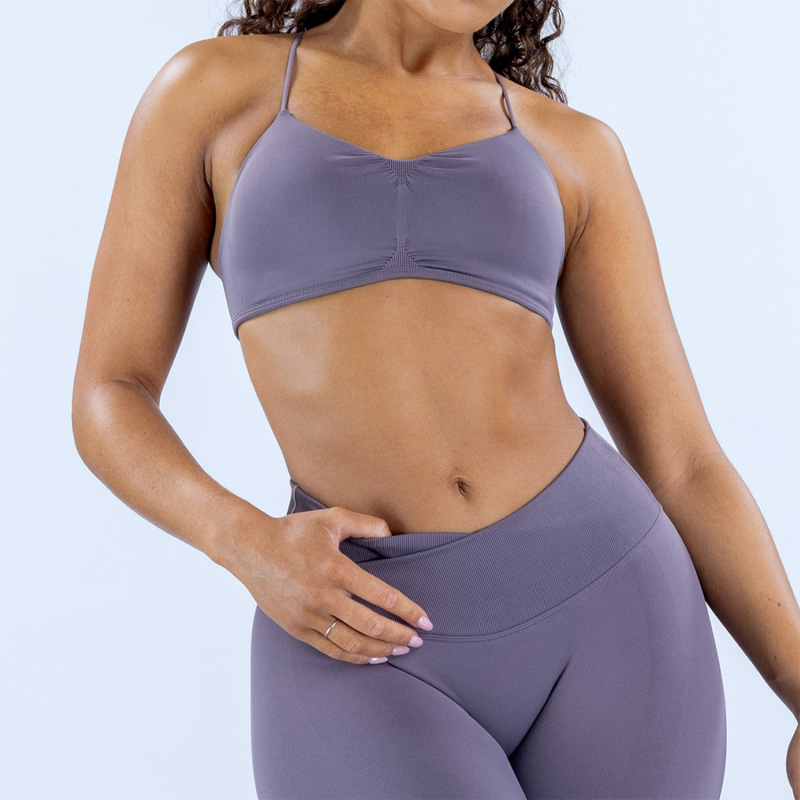 Cross-border AliExpress seamless camisole yoga bra, high elasticity, matte finish, high strength sports bra, fitness bra top