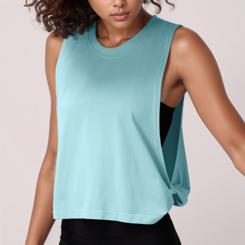 Cross-border loose sleeveless cover-up sports vest women's summer lightweight breathable running yoga wear top fitness vest