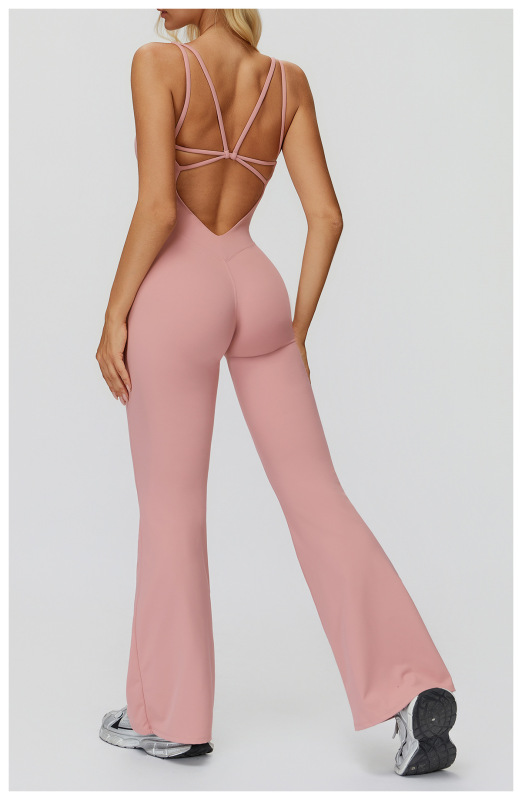 ZC-ELT9506-3-LTY Cross-border Brushed Yoga  Flared Wide-Leg Jumpsuit