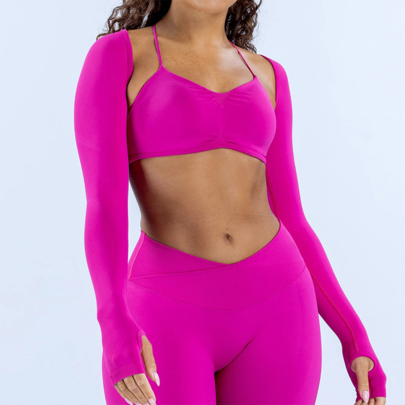 Cross-border European and American seamless yoga long-sleeved shawl tight-fitting backless fitness long-sleeved breathable sports top yoga wear for women