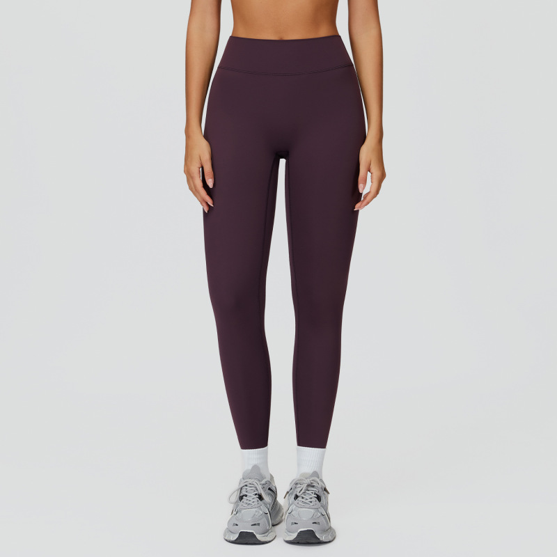 Cross-border brushed yoga pants, high-waisted, tight-fitting V-neck back waist sports pants, outdoor running, cycling, fitness wear 9506
