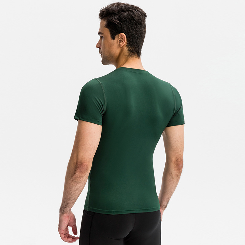 Men's PRO Fitness Short-Sleeve Tight-Fit Running Training Sportswear High Elastic Sweat-Wicking Quick-Drying Top T-Shirt 01219