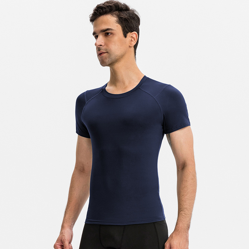 Men's PRO Fitness Short-Sleeve Tight-Fit Running Training Sportswear High Elastic Sweat-Wicking Quick-Drying Top T-Shirt 01219