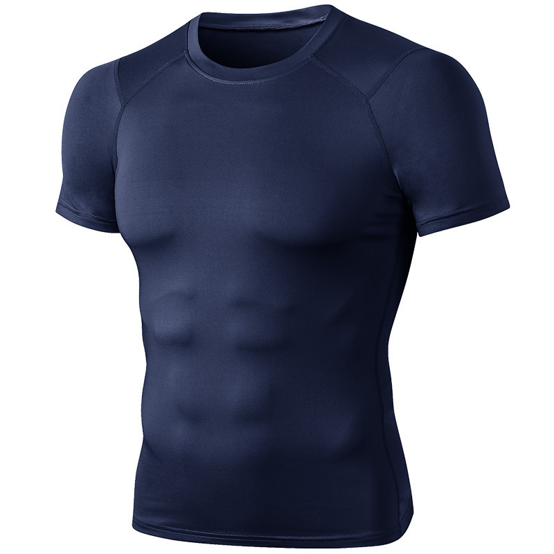 Men's PRO Fitness Short-Sleeve Tight-Fit Running Training Sportswear High Elastic Sweat-Wicking Quick-Drying Top T-Shirt 01219