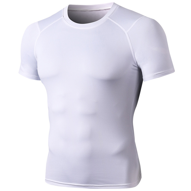 Men's PRO Fitness Short-Sleeve Tight-Fit Running Training Sportswear High Elastic Sweat-Wicking Quick-Drying Top T-Shirt 01219