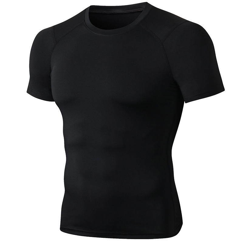 Men's PRO Fitness Short-Sleeve Tight-Fit Running Training Sportswear High Elastic Sweat-Wicking Quick-Drying Top T-Shirt 01219