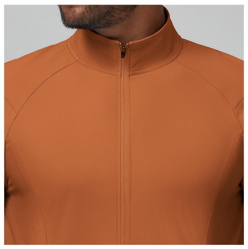 Cross-border men's sports casual solid color stand collar jacket zip-up windproof hoodie outdoor running fitness jacket 1140