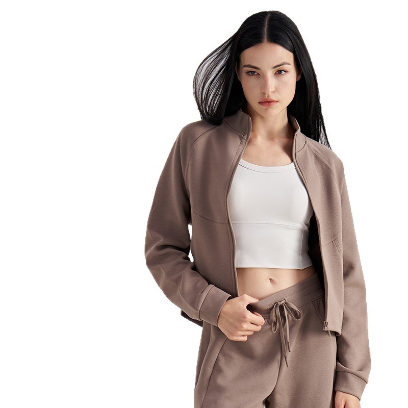 Autumn/Winter Stylish Stand Collar Sports Jacket, Long Sleeves, Slim Fit, Versatile, Fitness Wear, Large Pockets, Loose Casual Top