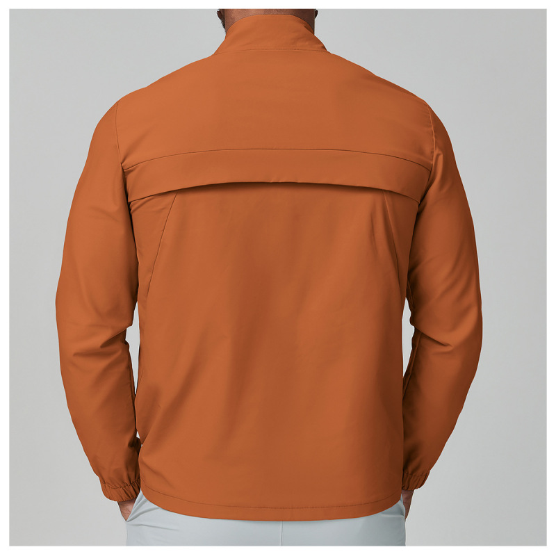 Cross-border men's sports casual solid color stand collar jacket zip-up windproof hoodie outdoor running fitness jacket 1140