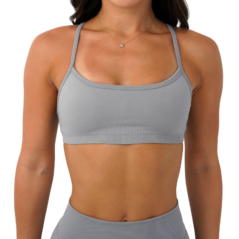 Cross-border AliExpress Seamless High-Elastic Yoga Bra Lycra Spandex Three-Way Detachable Shoulder Strap Fitness Bra Vest