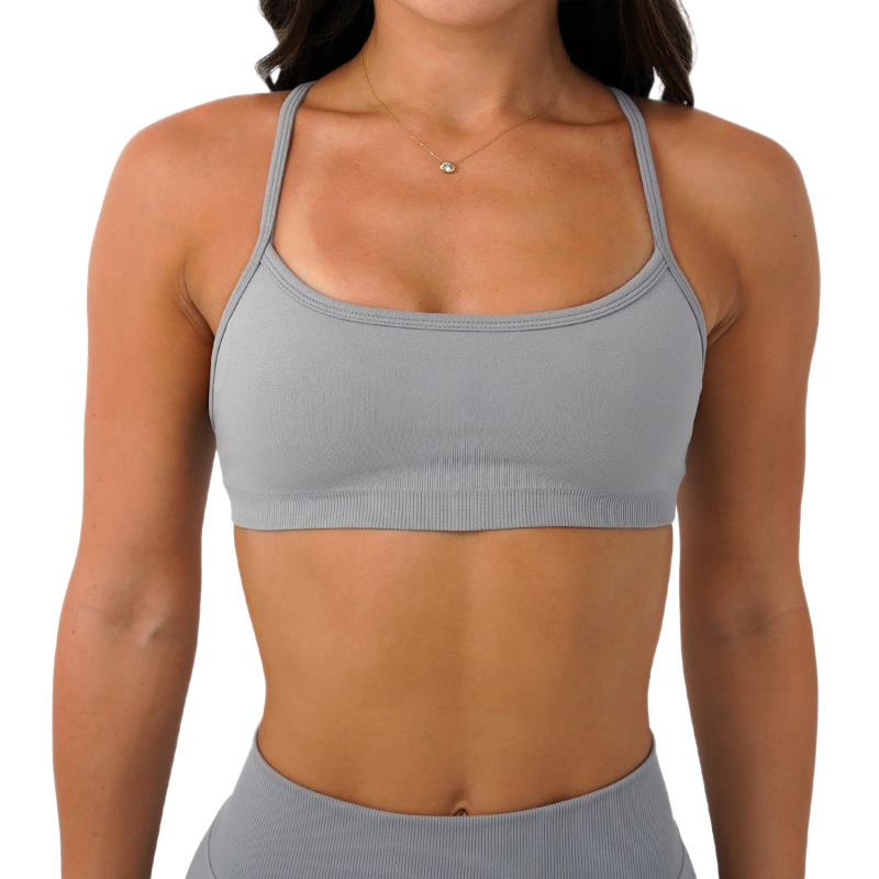 Cross-border AliExpress Seamless High-Elastic Yoga Bra Lycra Spandex Three-Way Detachable Shoulder Strap Fitness Bra Vest