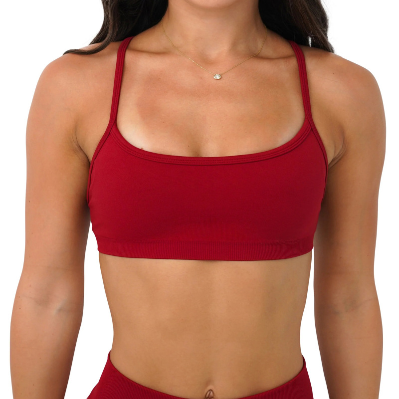 Cross-border AliExpress Seamless High-Elastic Yoga Bra Lycra Spandex Three-Way Detachable Shoulder Strap Fitness Bra Vest