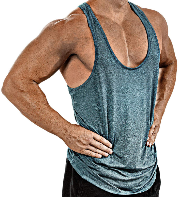 Muscular cross-border European and American brothers men's solid color V-neck sleeveless top T-shirt sports fitness vest one piece dropshipping