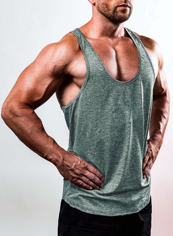 Muscular cross-border European and American brothers men's solid color V-neck sleeveless top T-shirt sports fitness vest one piece dropshipping