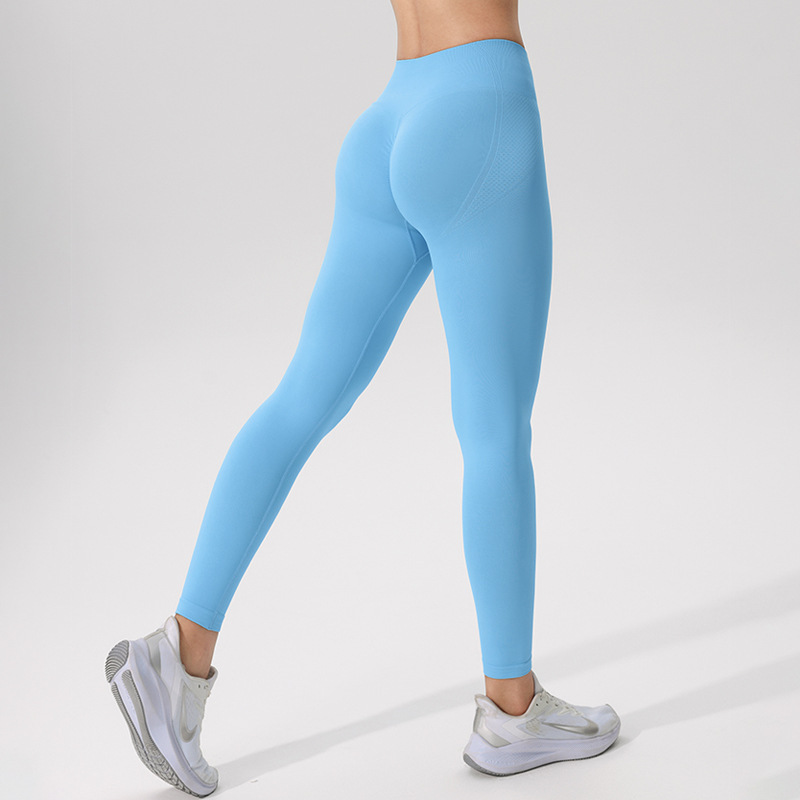 Cross-border seamless yoga pants, high-waisted, bare-feel fitness long pants, peach-shaped butt-lifting sports outdoor running tights