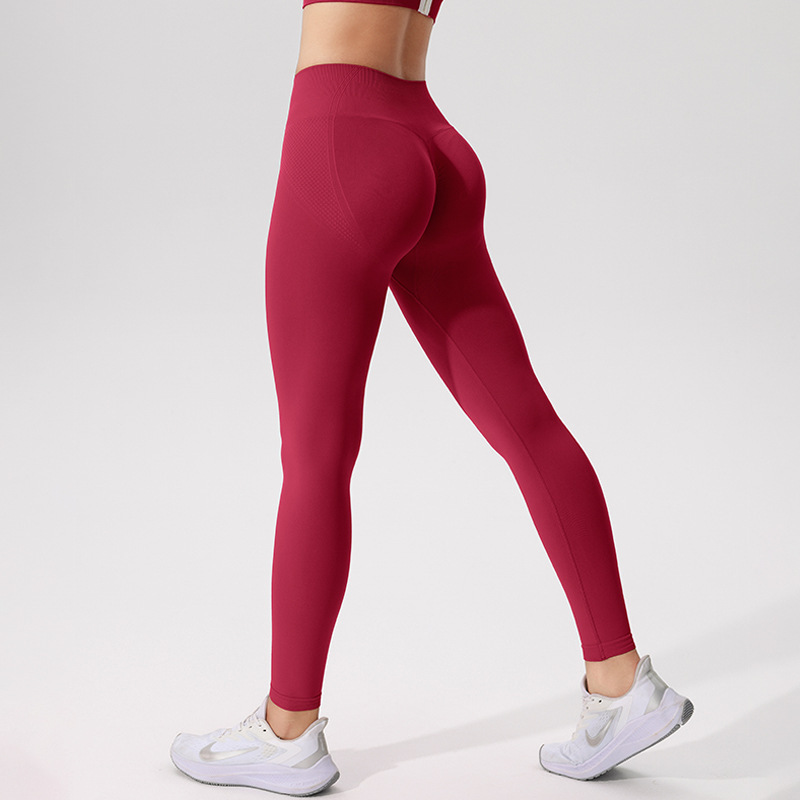 Cross-border seamless yoga pants, high-waisted, bare-feel fitness long pants, peach-shaped butt-lifting sports outdoor running tights