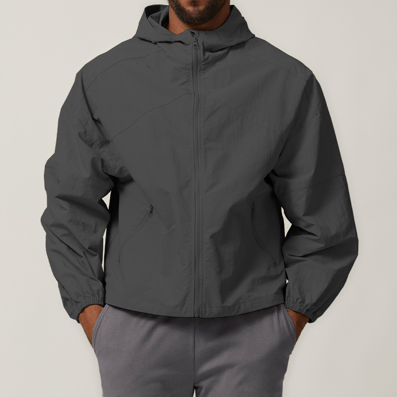 American-style zip-up windproof hooded outdoor water-repellent jacket for hiking, camping, citywalking, and windproofing.