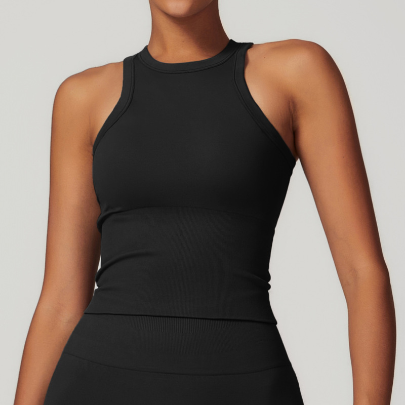 Zechuang Seamless Tight-fitting Racerback Yoga Vest One-piece Stomach-covering Sports Top Yoga Wear Women's 7725
