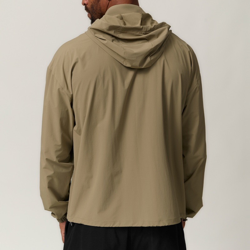 Men's Sunscreen, Water Repellent, Wrinkle Resistant, Zippered Hooded Casual Sports Windbreaker Jacket 1053